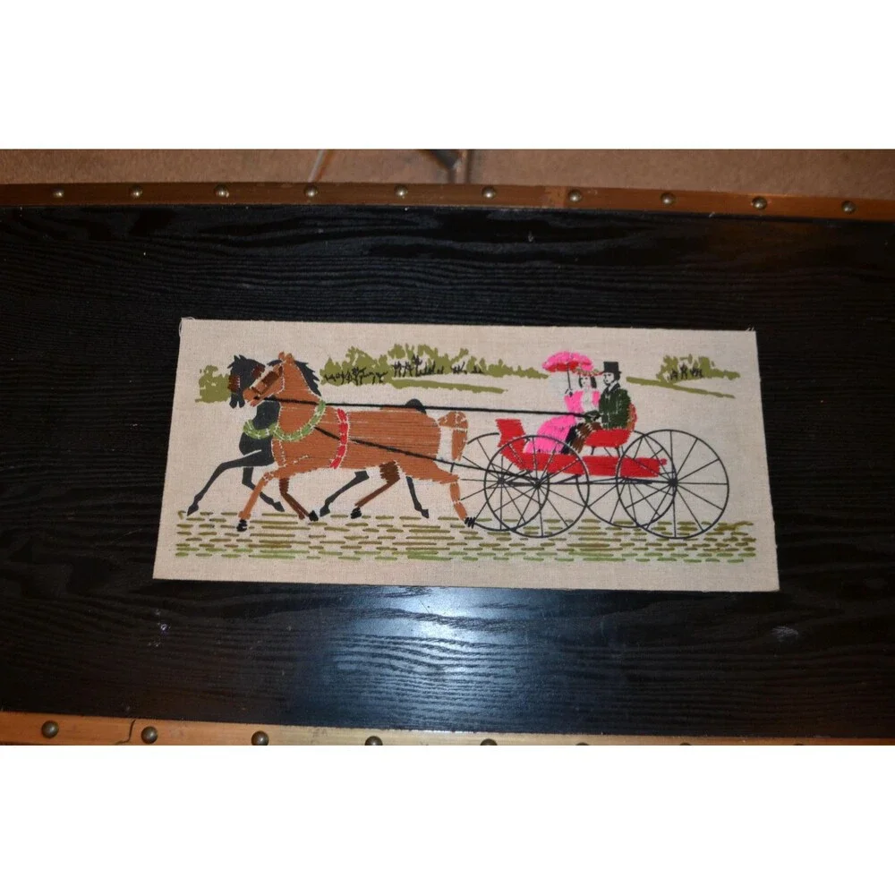 Vintage Yarn Art Hot Pink with Parasol on a Carriage
